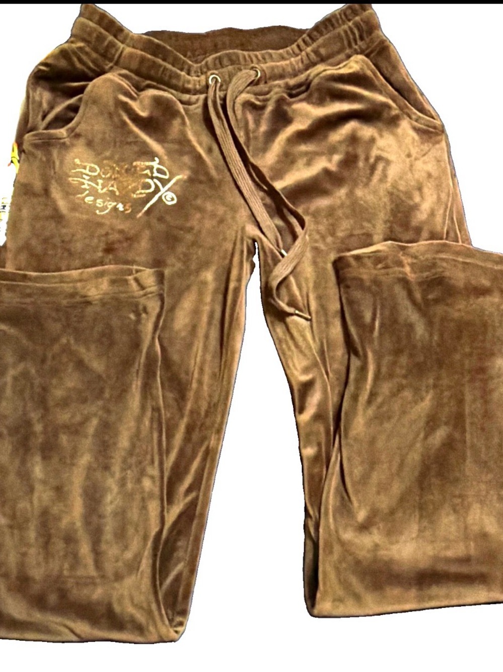 Ed Hardy Women's Brown Velour Track Joggers Size M
